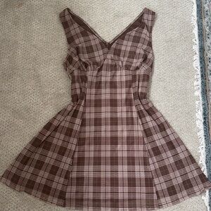 Brown Plaid Dark Academia Dress